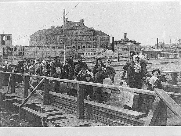 Immigrants arriving at Ellis Island