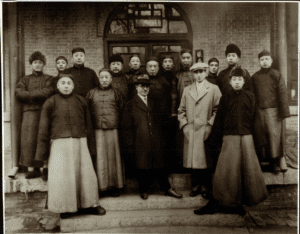 Historic family portrait of men in traditional attire
