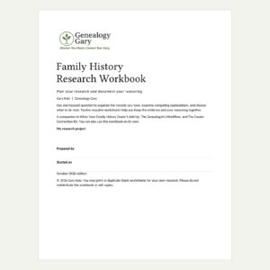 Family History Research Workbook by Gary Katz — cover