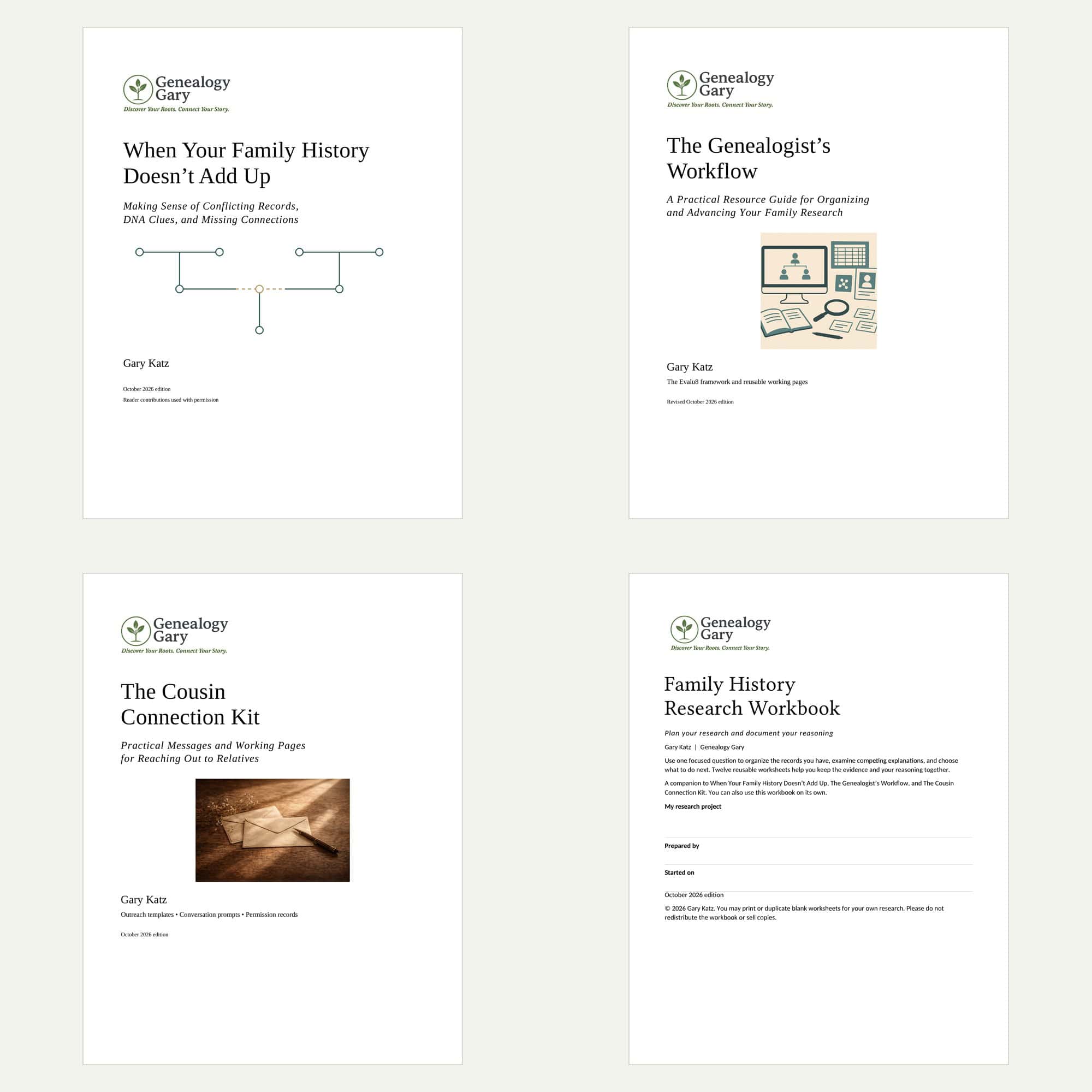 The four guides in the Genealogy Gary Research Collection